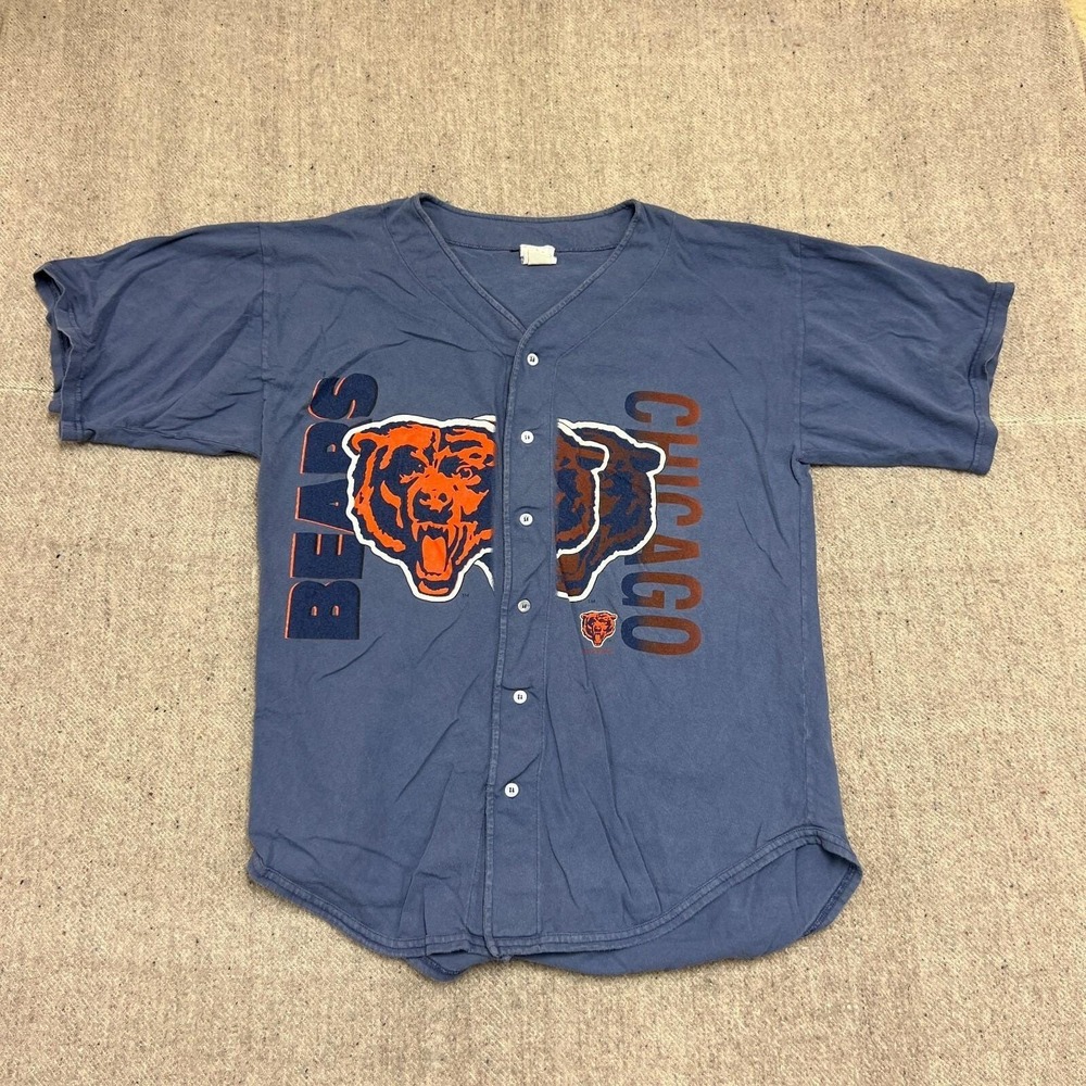 Vintage Chicago Bears Shirt Mens Large Blue 1990s Button Up NFL